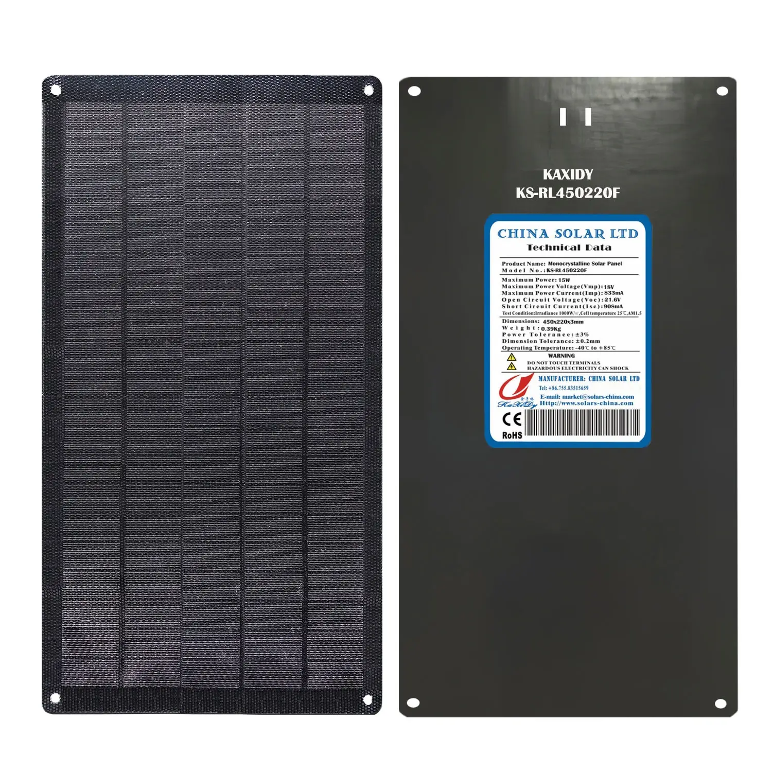 Preto Painel Solar Flexível 15W