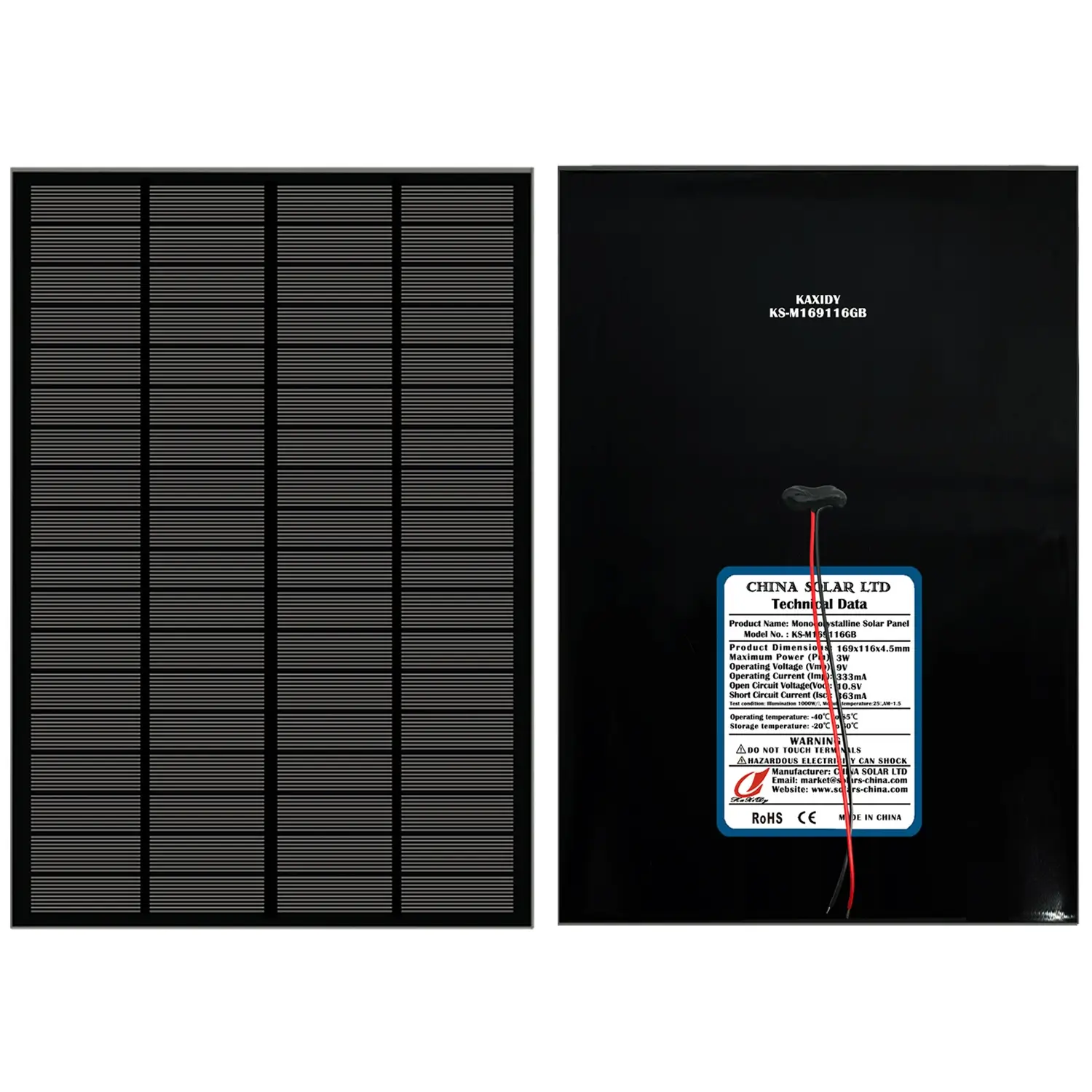 Preto Painel Fotovoltaico 3W