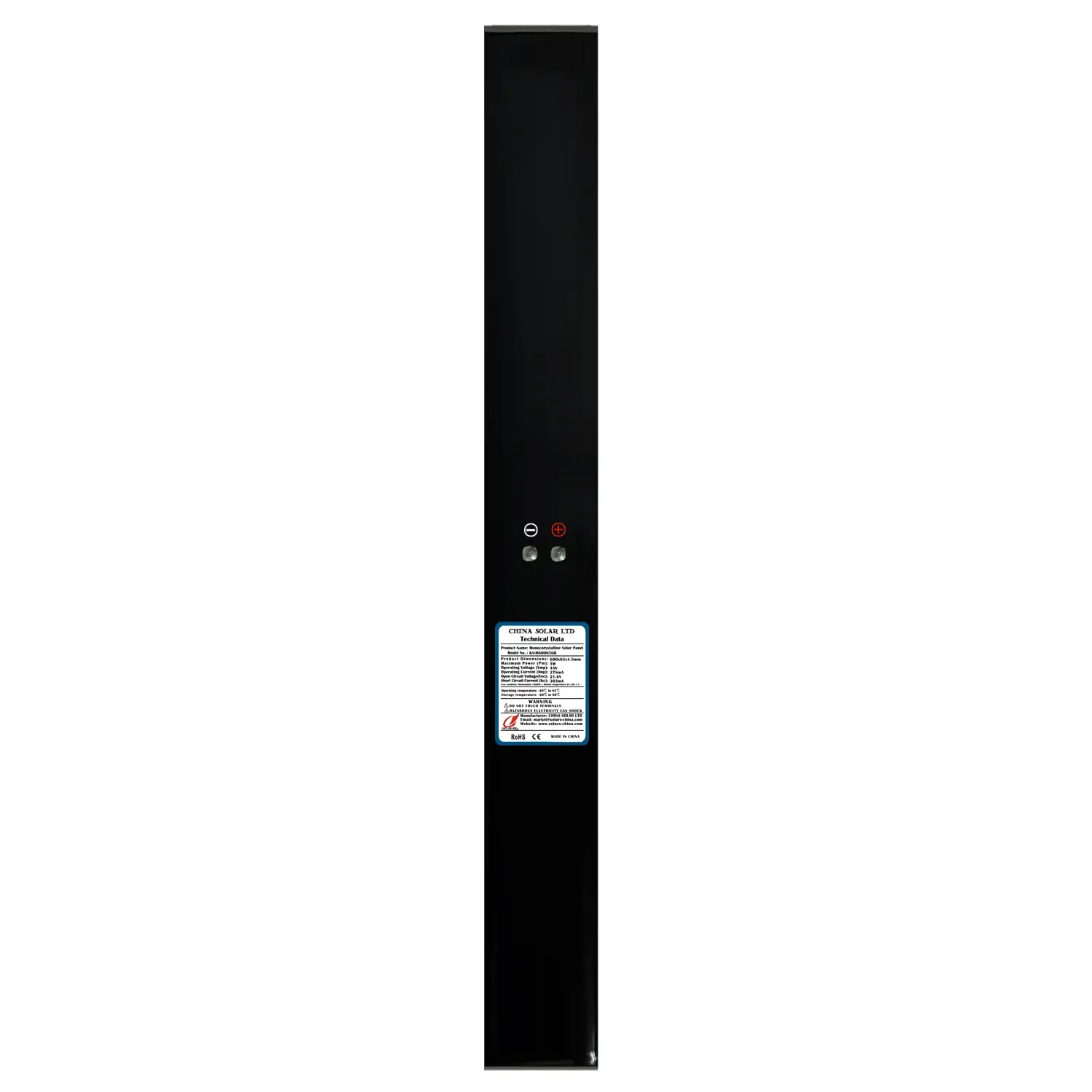 5W Preto Painel Solar Longo