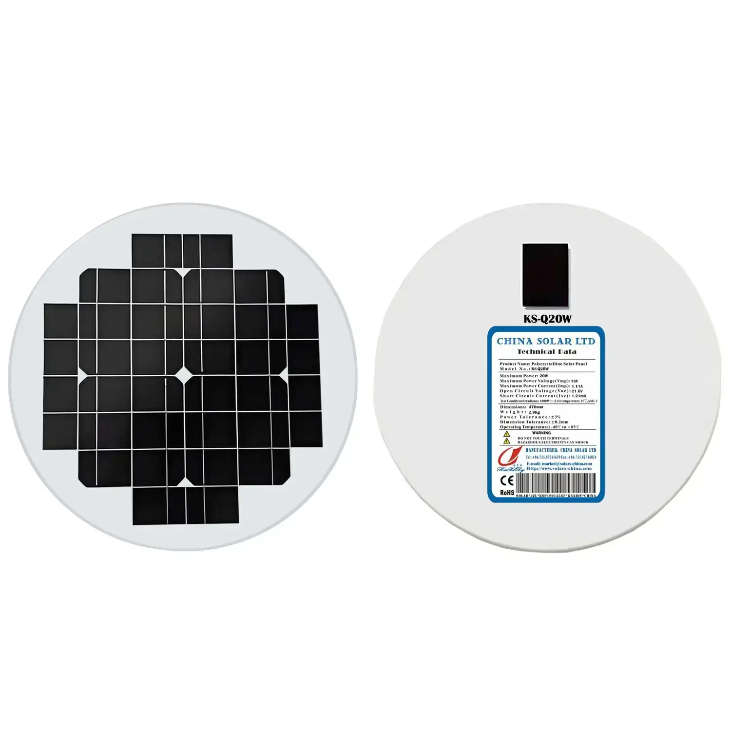 Painel Fotovoltaico Redondo 20W