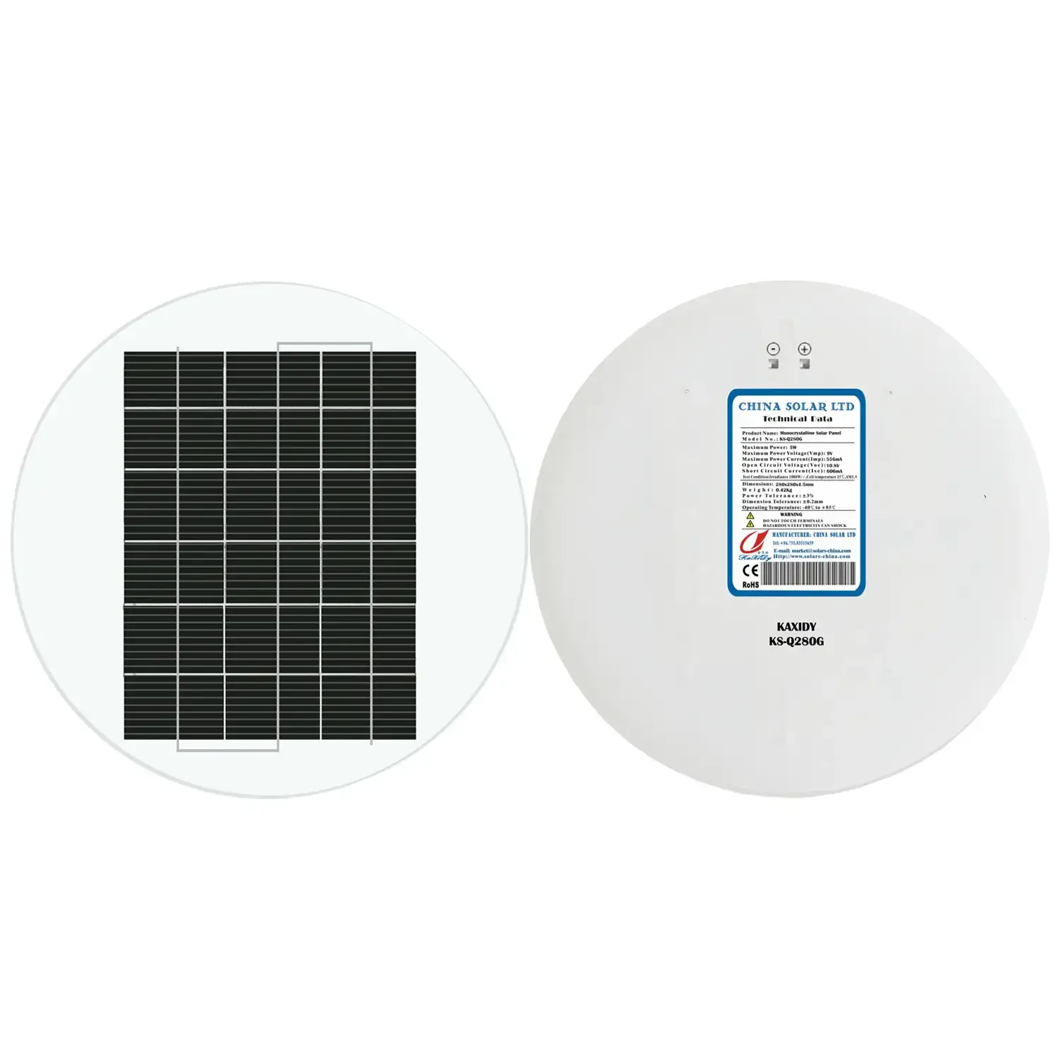 Painel Solar Redondo 8W 9V