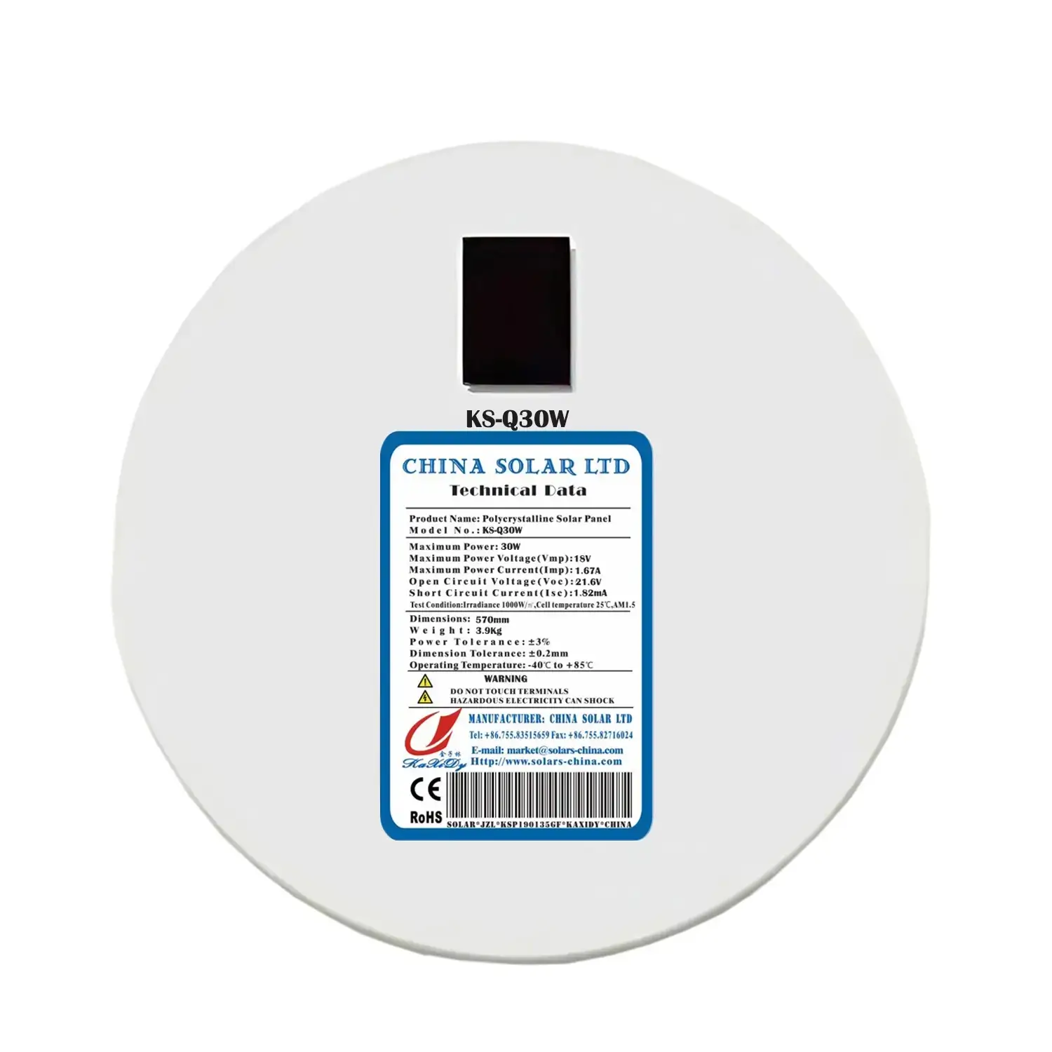 Painel Fotovoltaico Redondo 30W