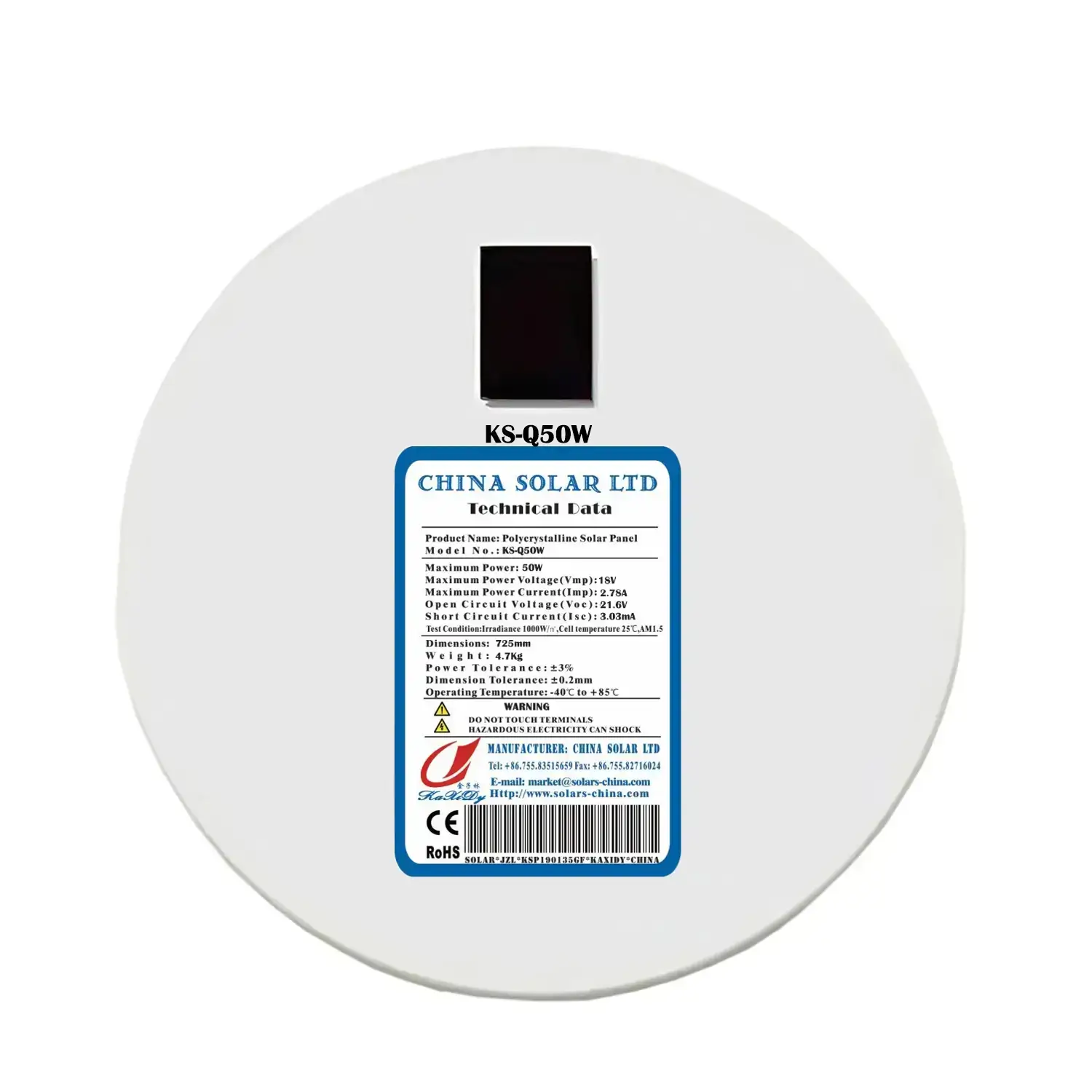 Painel Fotovoltaico Redondo 50W