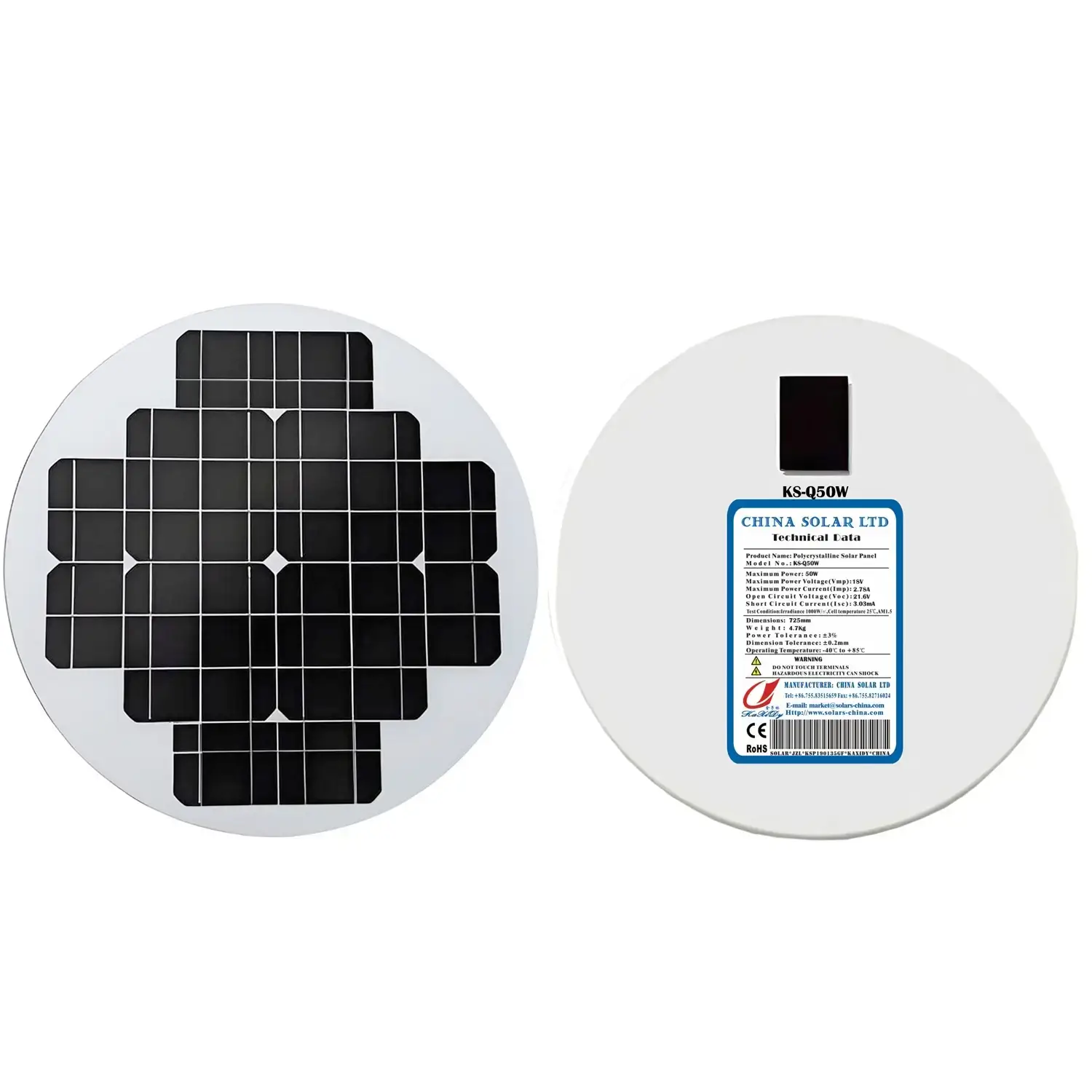 Painel Solar Redondo 50W